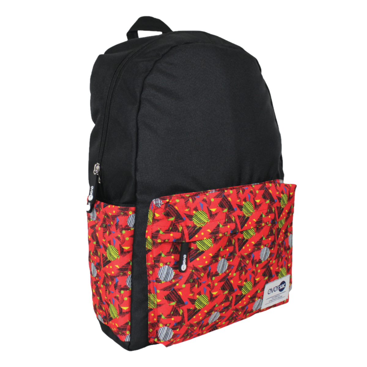 Backpack Eversac Black Red Geomatric