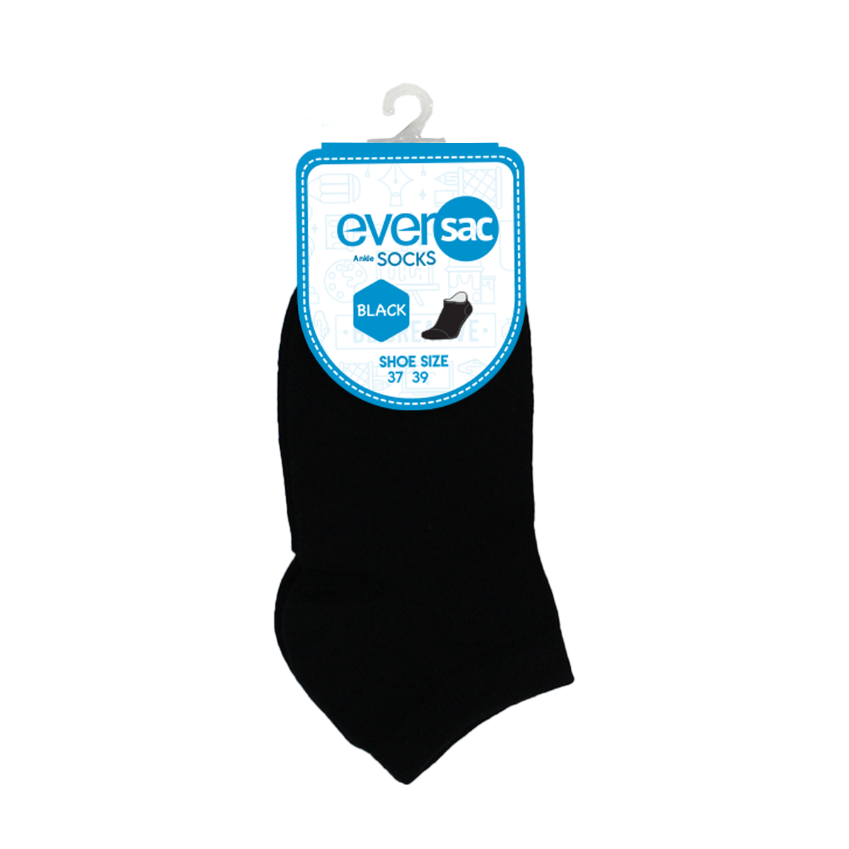 Eversac School Socks Ankle 37-39 Black