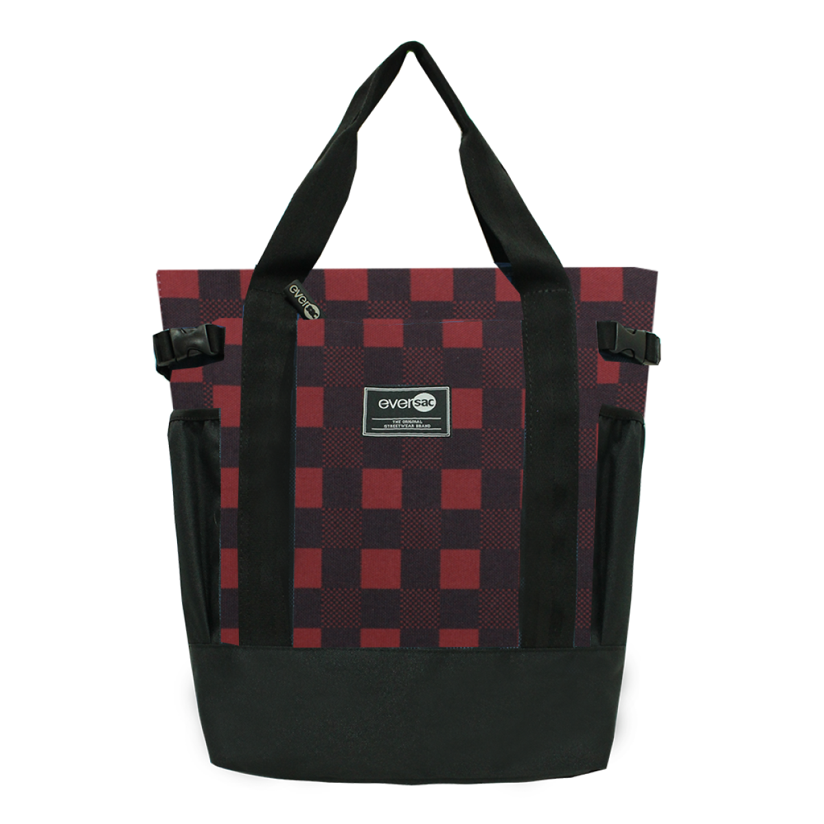 Eversac Ara Backpack Maroon Tartan Black