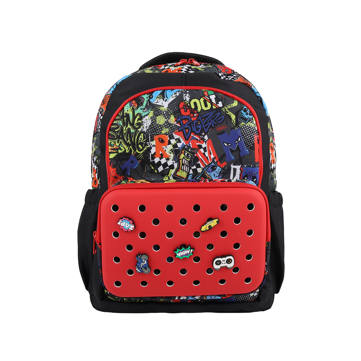 EVERSAC BACKPACK RED GRAFFITI WORLD WITH CHARM
