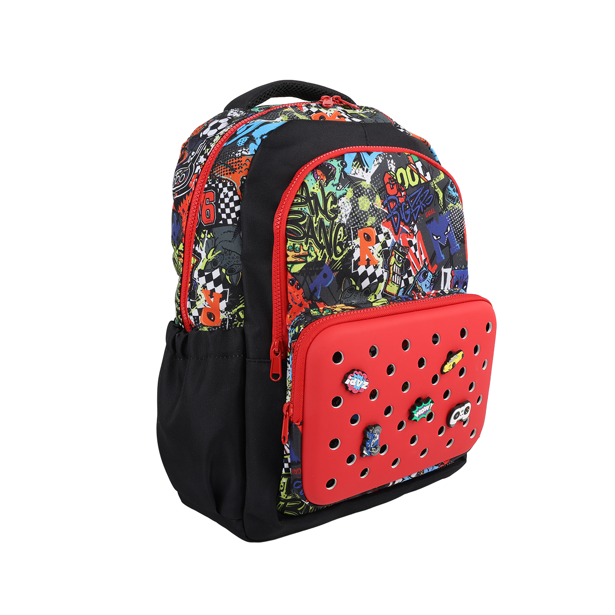 EVERSAC BACKPACK RED GRAFFITI WORLD WITH CHARM